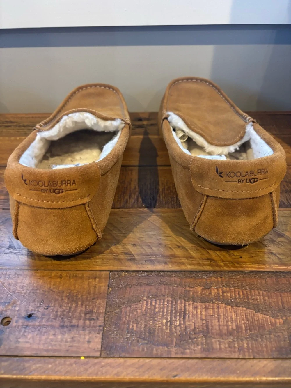 Men's UGG Faux-Shearling Lined Tan Suede Slip-On Slippers